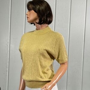 Sag Harbor Women's Gold Shimmer Mockneck Short Sleeve Sweater Size XL NWT